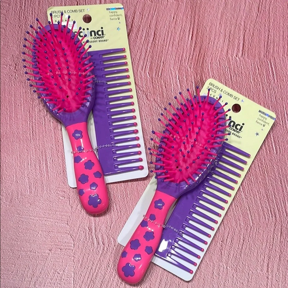 Scunci Kids Brush and Comb Set - Pink and Purple